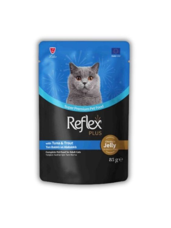 Reflex Plus Jöle İçinde Parça Ton Ve Alabalıklı Yetişkin Kedi Pouch 85 Gr