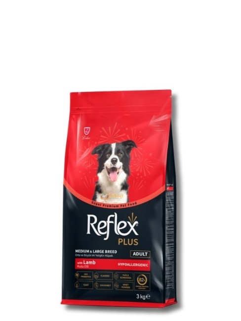 Reflex Plus - Reflex Plus Kuzu Etli Orta ve Büyük Irk Yetişkin Köpek Maması 3 kg