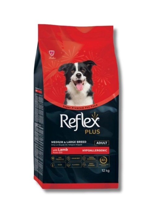Reflex Plus - Reflex Plus Orta ve Büyük Irk Kuzu Etli Yetişkin Köpek Maması 12 kg
