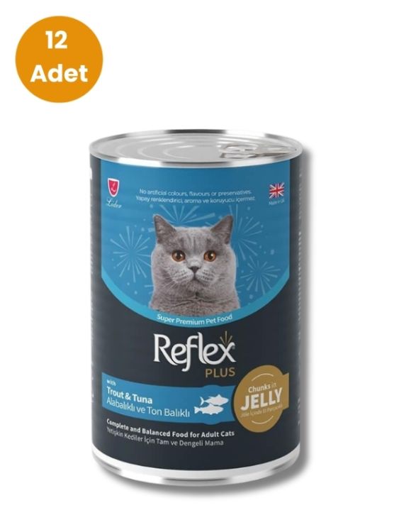 Reflex Plus Parça Etli Alabalıklı Ton Balıklı Kedi Konservesi 400 gr (12 Adet)
