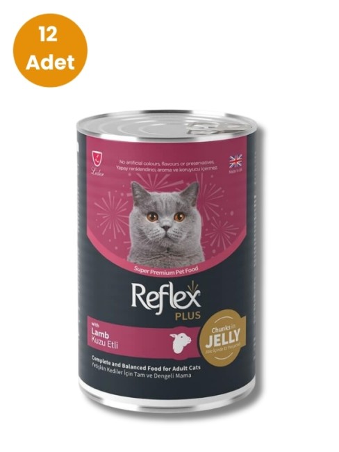 Reflex Plus - Reflex Plus Parça Etli Kuzulu Kedi Konservesi 400 gr (12 Adet)
