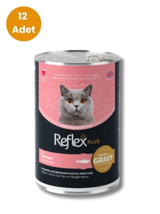 Reflex Plus Parça Etli Somonlu Kedi Konservesi 400 gr (12 Adet)