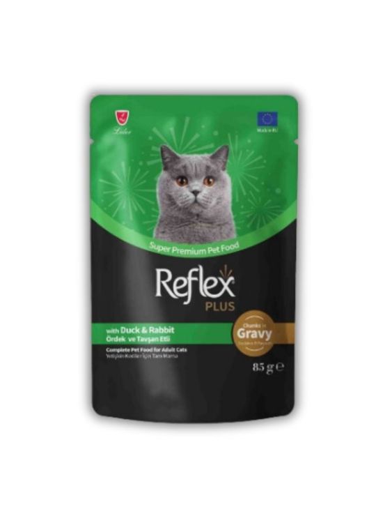Reflex Plus Sos İçinde Parça Ördek Ve Tavşanlı Yetişkin Kedi Pouch 85 Gr