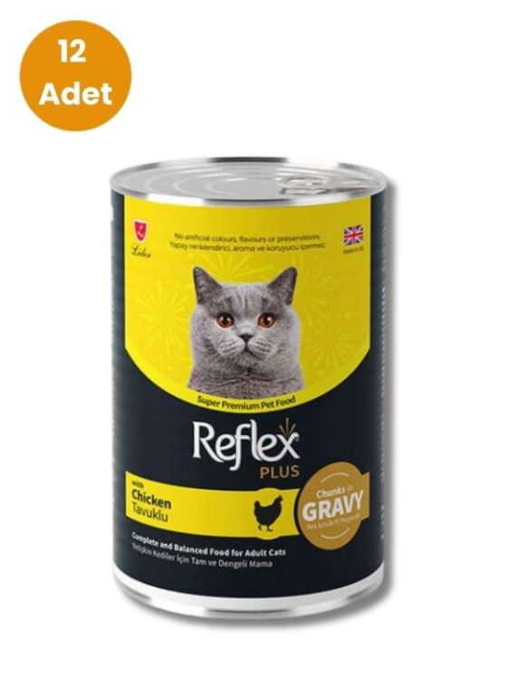 Reflex Plus Tavuk Et Parçacıklı Kedi Konservesi 400 gr (12 Adet)