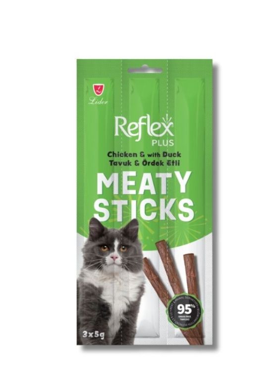 Reflex Plus Tavuklu ve Ördek Etli Tahılsız Kedi Ödül Çubuğu 5 gr x 3 Adet