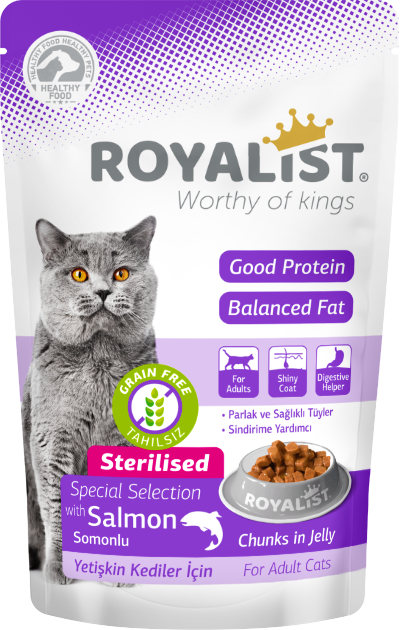 Royalist - Royalist Somonlu Kısırlaştırılmış Kedi Pouch 85gr x 24
