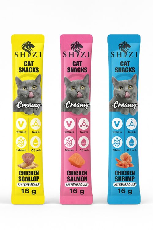 Shizi Creamy Krema Kedi Ödülü 16g x 45 Adet – Karışık 3 Çeşit