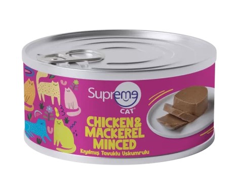 Supreme - Supreme Cat Kıyılmış Tavuk Ve Uskumru Kedi Konservesi 85 Gr X 24 Adet