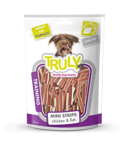 Truly - Truly Mini Strips Tavuk Ve Mezgit Sandwich Köpek Ödülü Cc-01s 90 Gr X 12 Adet