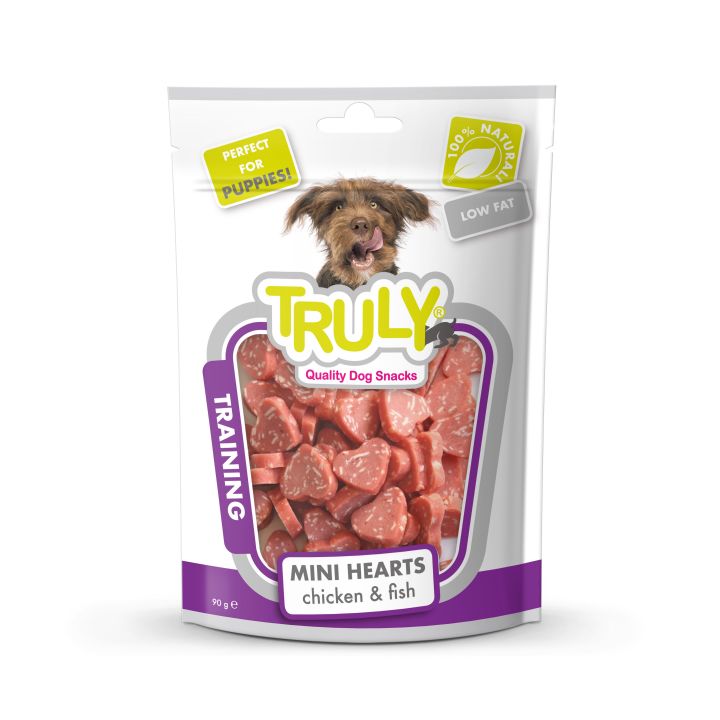 Truly Tavuk Ve Mezgit Kalp Şekilli Yumuşak Köpek Ödülü 90 Gr X 12 Adet