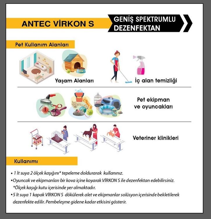 Virkon S Geniş Spektrumlu Virüsidal Pet Dezenfektanı 50 Gr x 3 Adet