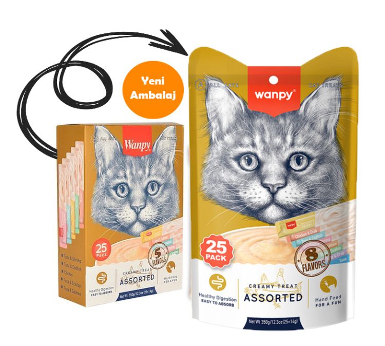 Wanpy Karışık Rac-Mix Likit Sıvı Kedi Ödülü 14 Gr X 25 Li
