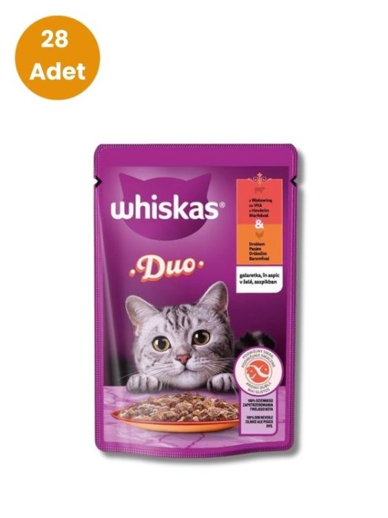 Whiskas Duo Kümes Hayvanlı ve Sığır Etli Kedi Maması 85 gr 28 adet