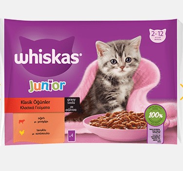 Whiskas Junior Sığır Etli Ve Tavuklu 4 X 85 Gr Pouch X 13 Adet