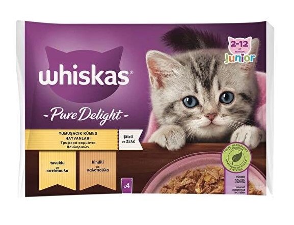 Whiskas - Whiskas Pure Delight Junior Kümes Hayvanlı 4 X 85 Gr Pouch X 13 Adet (448657)