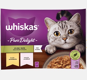 Whiskas Pure Delight Mix Tavuklu Ve Somonlu 4 X 85 Gr Pouch X 13 Adet (448655)