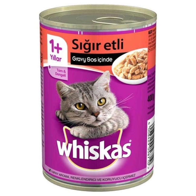 Whiskas - Whiskas Sığır Etli Kedi Konserve 400 Gr X 24 Adet (450178)