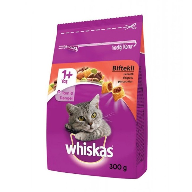 Whiskas - Whiskas Sığır Etli Yetişkin Kedi Maması 300 Gr X 14 Adet
