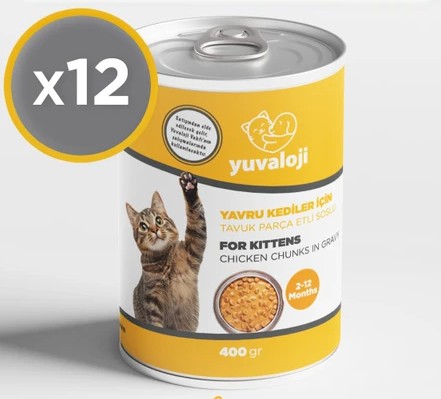 Yuvaloji Kitten Tavuklu Yavru Kedi Konserve 400 Gr X 12 Adet