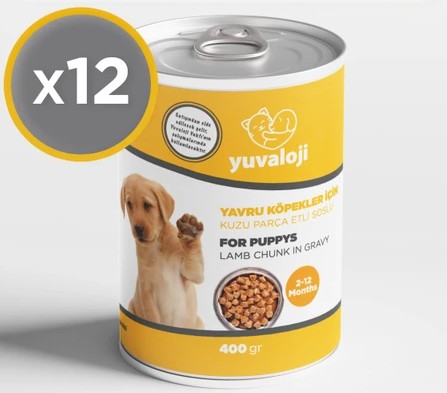 Yuvaloji Puppy Kuzu Etli Yavru Köpek Konserve 400 Gr X 12 Adet