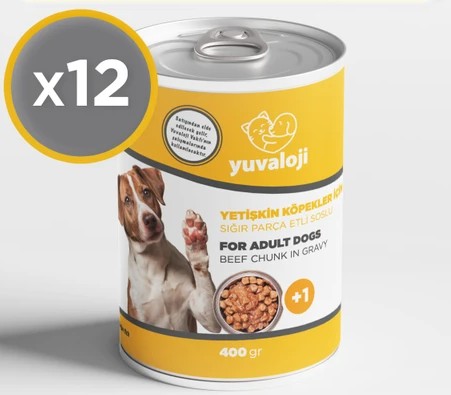 Yuvaloji Sığır Etli Yetişkin Köpek Konserve 400 Gr X 12 Adet