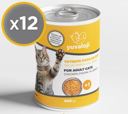 Yuvaloji Tavuklu Yetişkin Kedi Konserve 400 Gr X 12 Adet