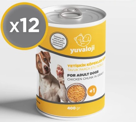 Yuvaloji Tavuklu Yetişkin Köpek Konserve 400 Gr X 12 Adet