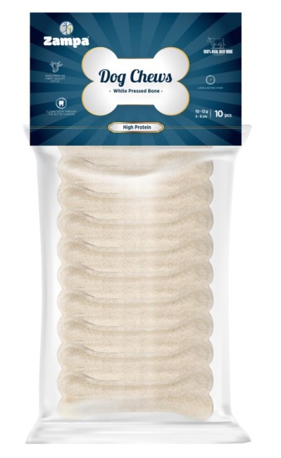 Zampa - Zampa Beyaz Press Kemik Köpek Ödülü 10-12 Gr 10 Lu (Dc4355)
