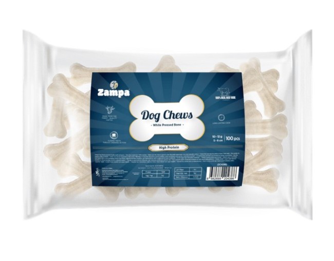 Zampa - Zampa Beyaz Press Kemik Köpek Ödülü 10-12 Gr 100 Lü (Dc4386)