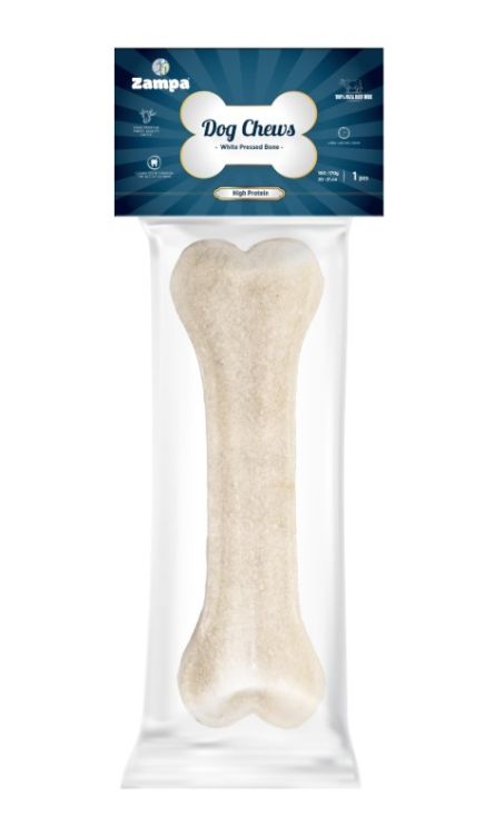 Zampa Beyaz Press Kemik Köpek Ödülü 160-170 Gr Tekli (Dc4492)