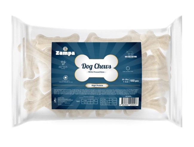 Zampa - Zampa Beyaz Press Kemik Köpek Ödülü 20-25 Gr 100 Lü (Dc4423)