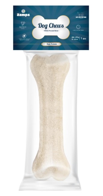 Zampa - Zampa Beyaz Press Kemik Köpek Ödülü 260-270 Gr Tekli (Dc4515)