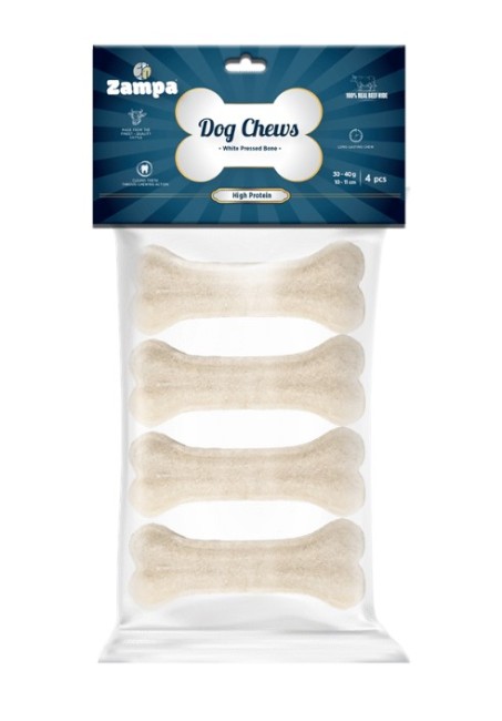 Zampa - Zampa Beyaz Press Kemik Köpek Ödülü 30-40 Gr 4 Lü (Dc4430)