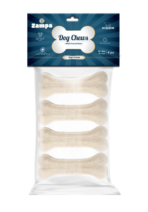Zampa Beyaz Press Kemik Köpek Ödülü 30-40 Gr 4 Lü (Dc4430)