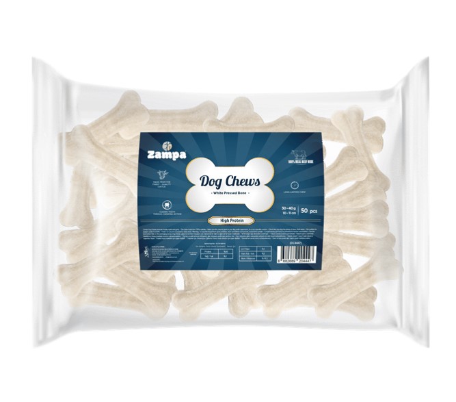Zampa Beyaz Press Kemik Köpek Ödülü 30-40 Gr 50 Li (Dc4447)