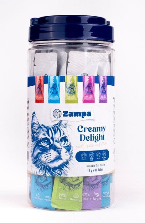 Zampa Creamy Delight Kavanoz Mix Karışık Krema Kedi Ödülü 16 Gr 30 Lu (Zcd0030)