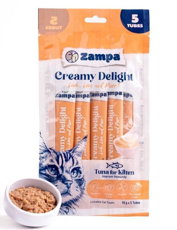 Zampa Creamy Delight Kitten Ton Balıklı Krema Kedi Ödülü 16 Gr 5 Li (Zcd8191)