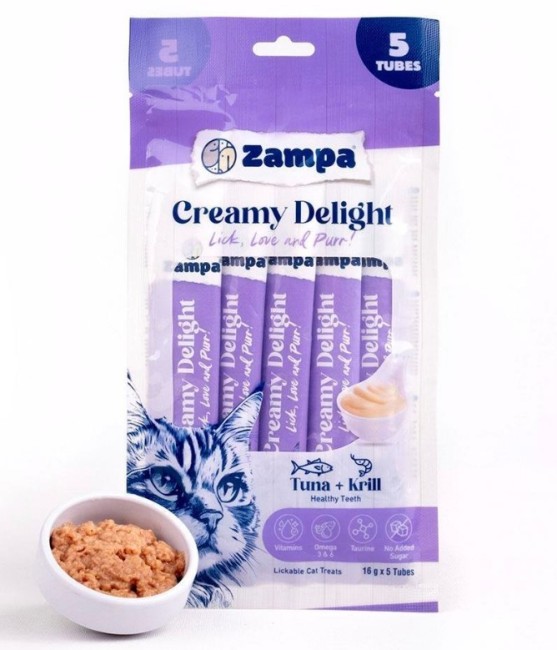 Zampa - Zampa Creamy Delight Ton Balıklı Krill Krema Kedi Ödülü 16 Gr 5 Li (Zcd8184)