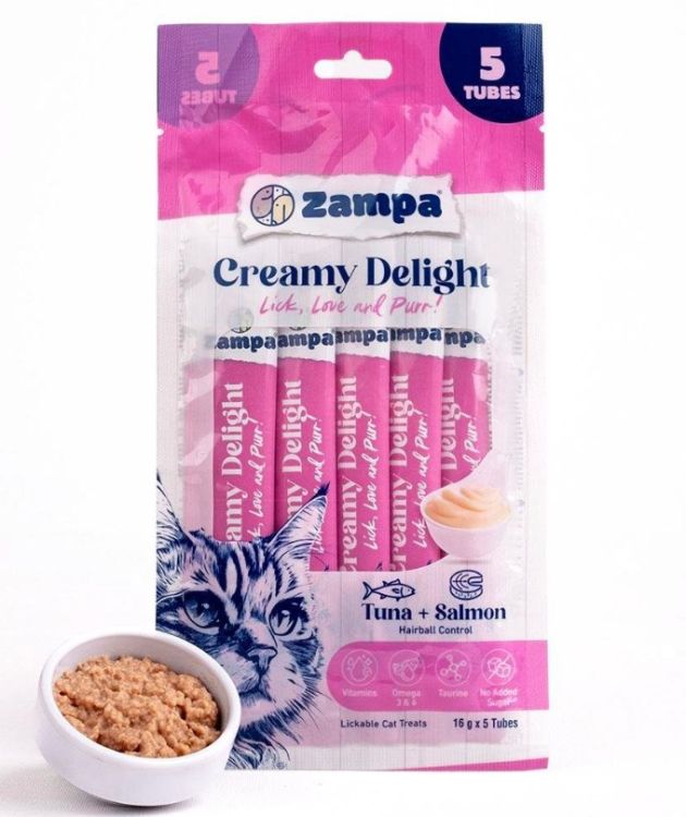 Zampa Creamy Delight Ton Balıklı Somonlu Krema Kedi Ödülü 16 Gr 5 Li (Zcd8160)