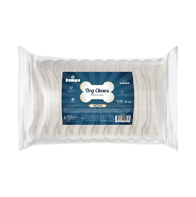 Zampa - Zampa (DC4485) Beyaz Press Kemik Köpek Ödülü 10 lu 85-90g