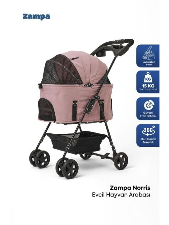 Zampa Norris Kedi Köpek Arabası Pembe SP02FL-P 46x83x105