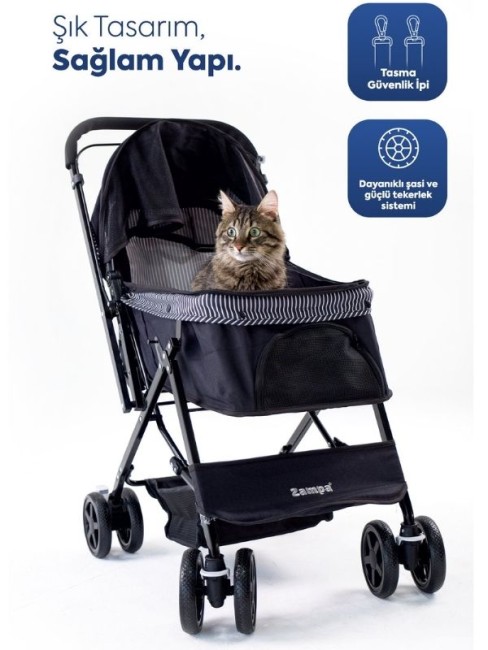 Zampa BL08-B Nova Kedi Köpek Arabası Siyah Renk - Thumbnail