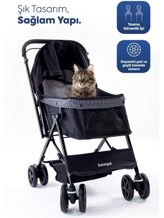 Zampa BL08-B Nova Kedi Köpek Arabası Siyah Renk