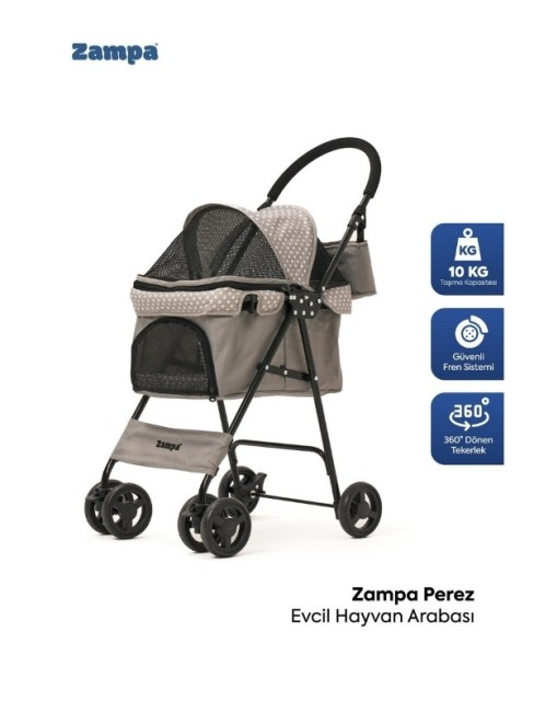 Zampa - Zampa Perez Kedi Köpek Arabası Puantiyeli BL07G 42X63X89 Cm