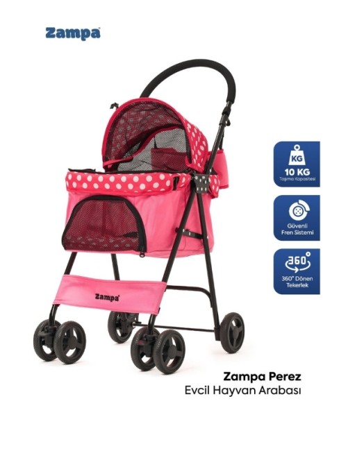 Zampa - Zampa Perez Kedi Köpek Arabası Pembe BL07-P 42X63X89 Cm
