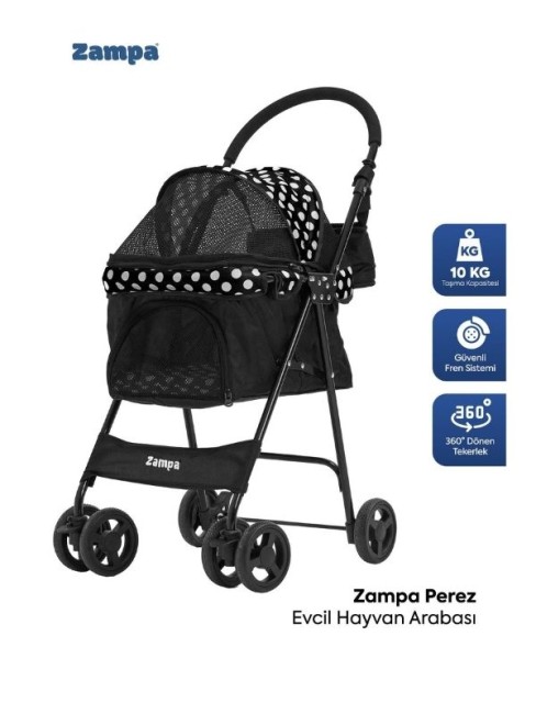 Zampa - Zampa Perez Kedi Köpek Arabası Siyah BL07B 42X63X89 Cm