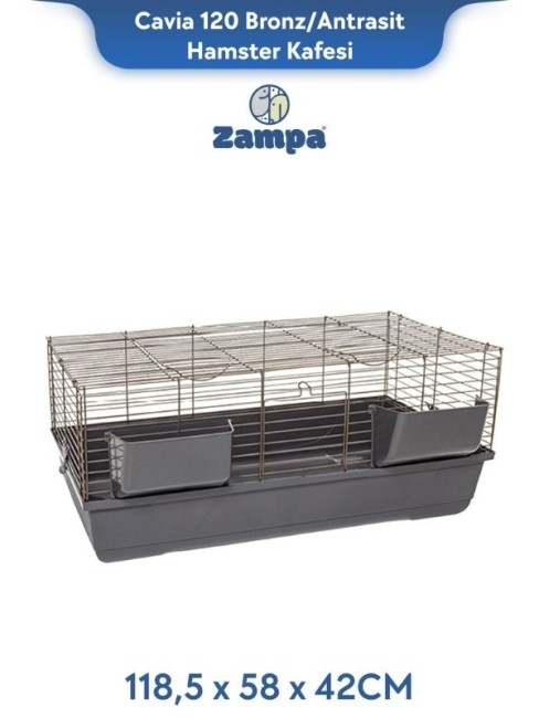 Zampa - Zampa Plus Cavia 120 Tavşan Kafesi Bronz/Antrasit 118,5x58x42 cm (ZIT-3027)