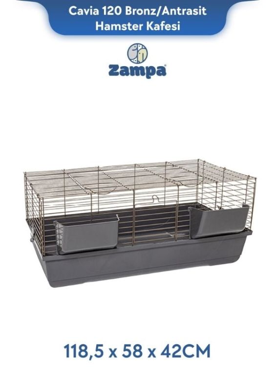 Zampa Plus Cavia 120 Tavşan Kafesi Bronz/Antrasit 118,5x58x42 cm (ZIT-3027)