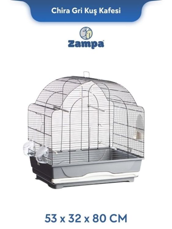 Zampa Plus Chiara Kuş Kafesi Gri 56,5x36,5x60cm (ZIT-2822)