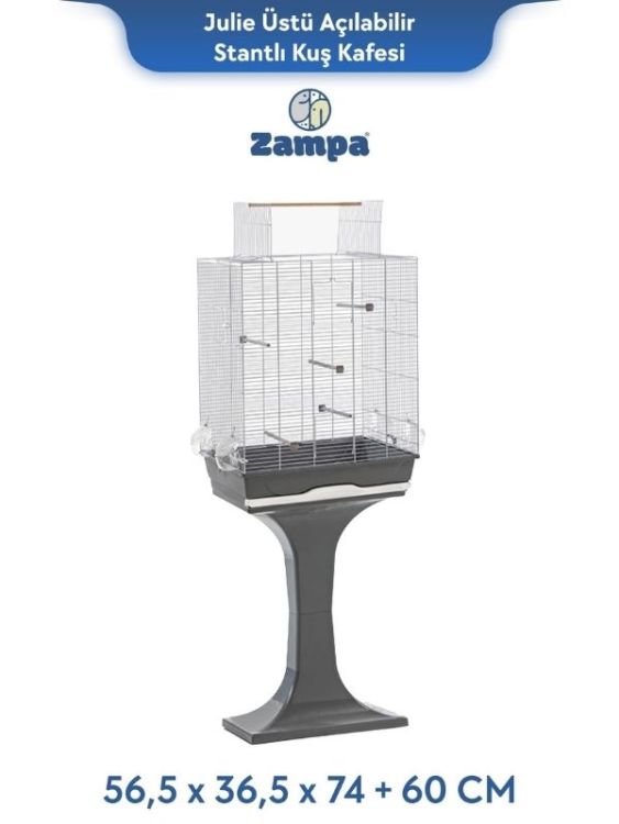 Zampa Plus Julie Üstü Açılabilir Stantlı Kuş Kafesi 56,5x36,5x74+60 cm (ZIT-2938)